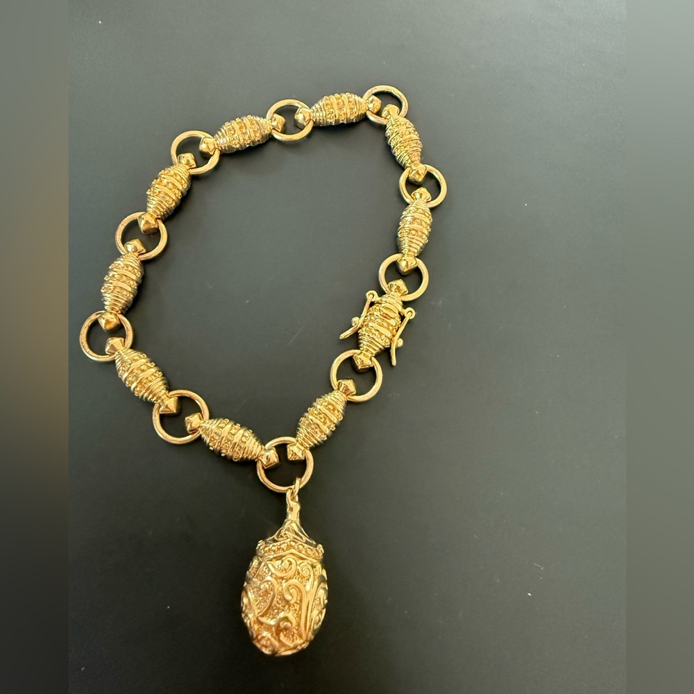 Gold Embraced Fancy Link Charm Bracelet – BG Jewelry 18KGP 7.25” – NWT